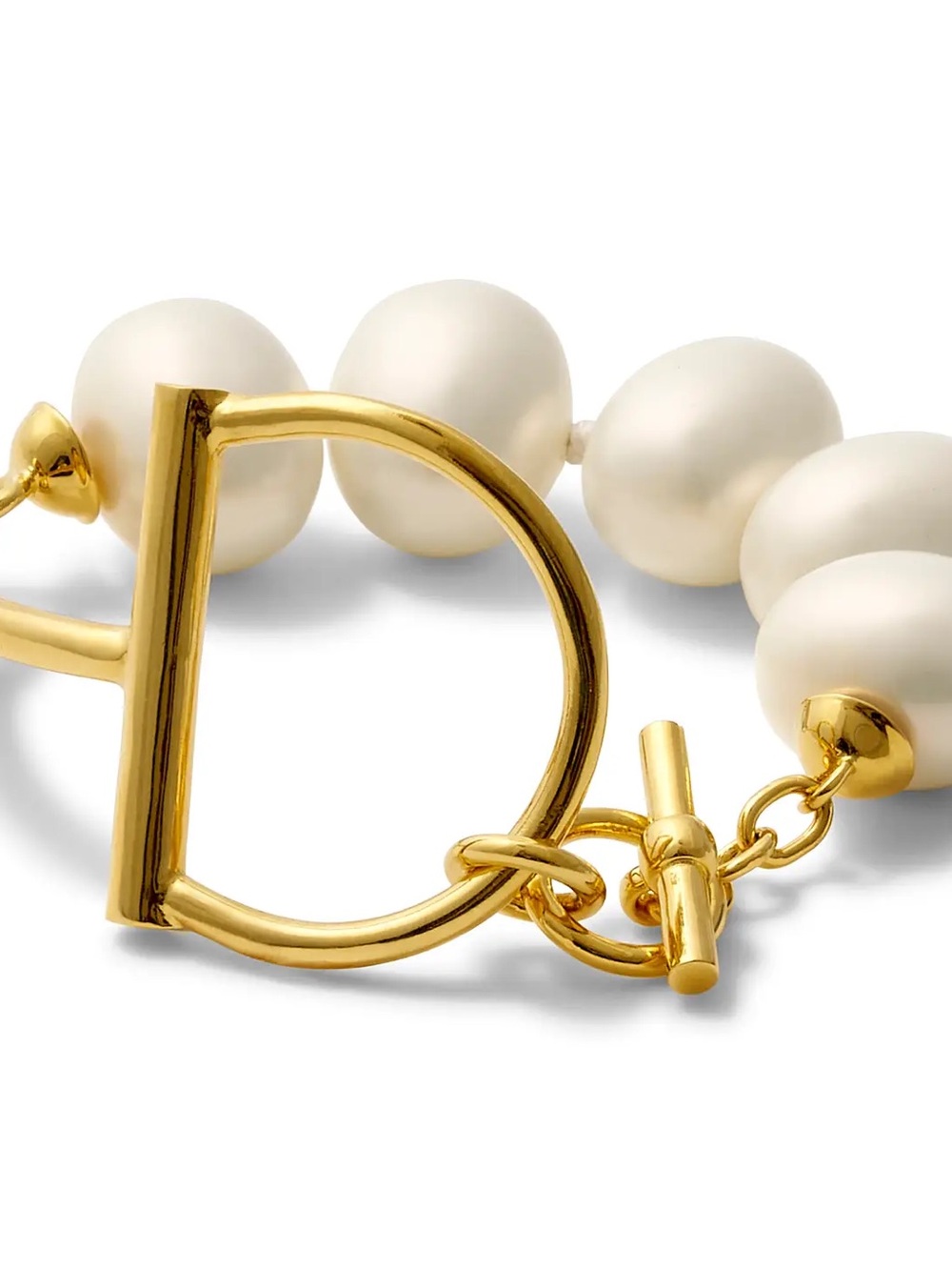 Gold and White Pearl Toggle Bracelet - Women's Jewelry